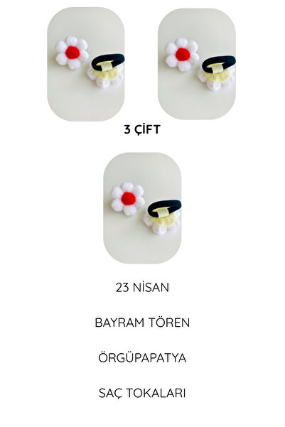 seyranat 3 para crveno-belih elastičnih pletenih kopči za kosu u obliku trati...