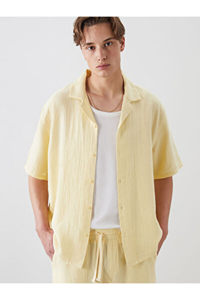 LC Waikiki Resort Collar Short Sleeve Muslin Men's Shirt