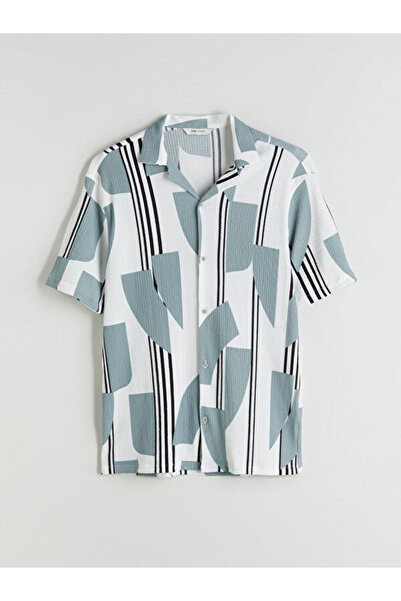 LC Waikiki Regular Fit Short Sleeve Patterned Viscose Men's Shirt