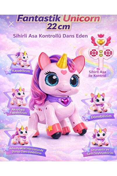 mavi su dünyası Uzaktan Kumandalı Unicorn Robot | Sihirli Asa Kontrollü Fanta...