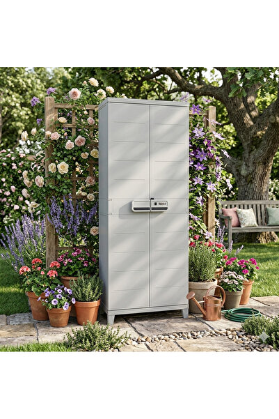 Evinizin Atölyesi 3 Raflı ve Uzun Bölmeli, Bahçe Dolabı, Balkon Dolabı, Plast...