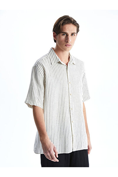LC Waikiki Comfortable Fit Short Sleeve Striped Muslin Men's Shirt