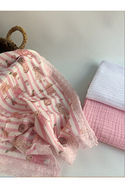 Petite Étoile Organik 3 lü Set Müslin Örtü ve Pike