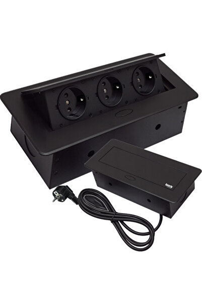 Izoxis Priză încastrabilă mobilier, 3 prize Schuko, aluminiu, conductori cupr...