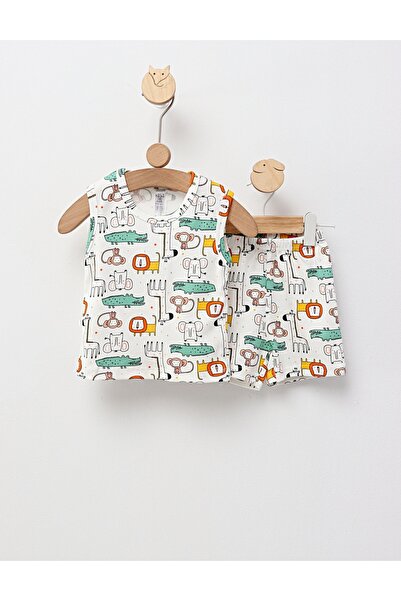 MiniKids Καλοκαιρινό σετ, ζώα της σαβάνας, λευκό-πολύχρωμο