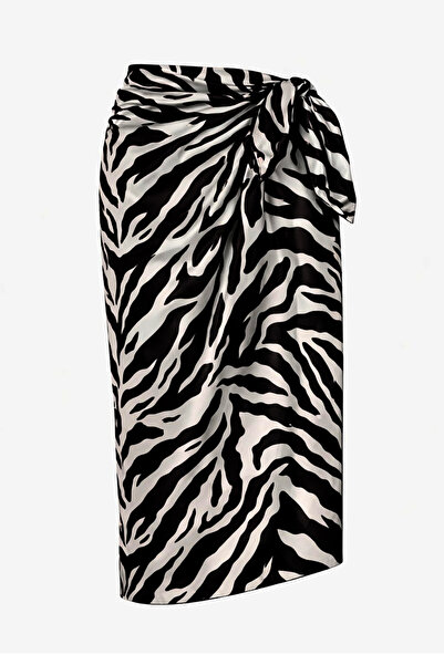 CUPSEA Black Zebra Pattern Pareo Satin Non-See-Through Long 95X150