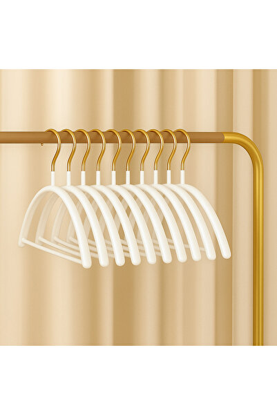 Viyogo Set of 10 metal hangers with Non-Slip, 42.5 x 19 cm, white