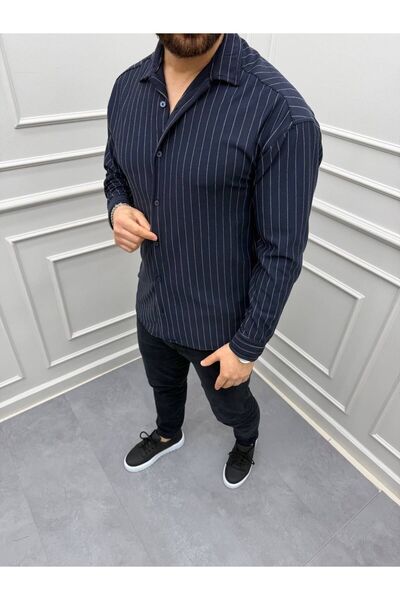 Butik Men's Striped Crepe Fabric Long Sleeve Shirt - Comfortable Fit