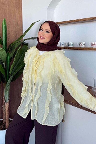 Hazamoda Блуза с волани „Момо“ в жълто