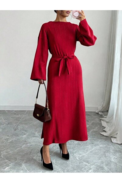 FİFTY ONE فستان طويل من التريكو مع حزام