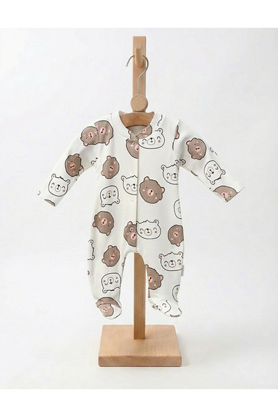 MiniKids Jumpsuit with boots, gray teddy bear head