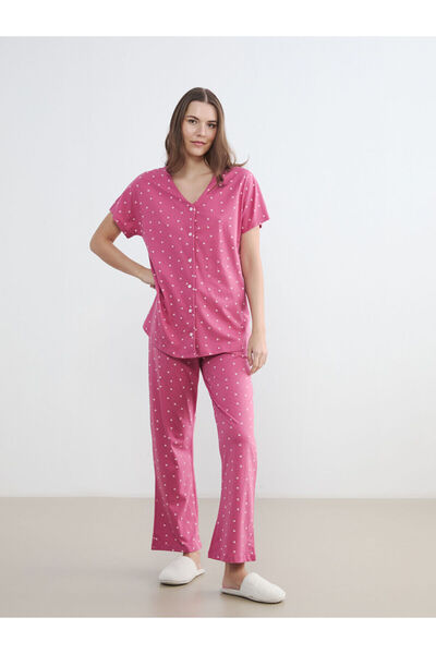 LC Waikiki Peak New Season V-Neck Patterned Maternity Pajama Set
