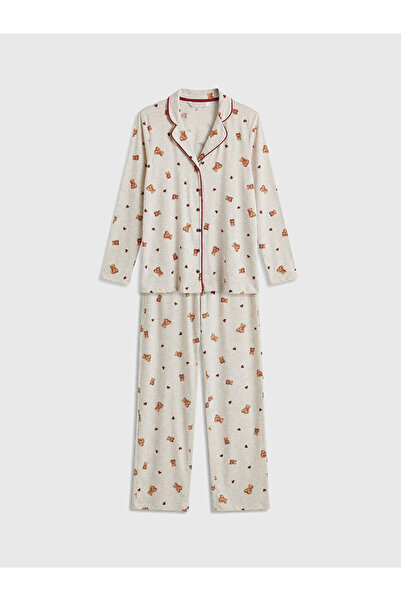 LC Waikiki Özmarka New Season Bear Teddy Patterned Maternity Pajama Set