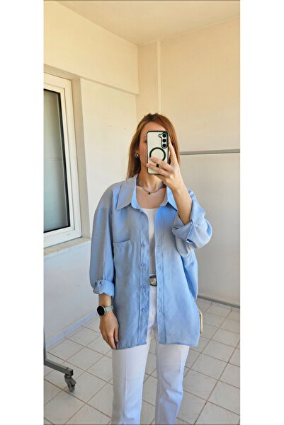 dilekkbasyigit Tensel Dokulu Oversize Gömlek