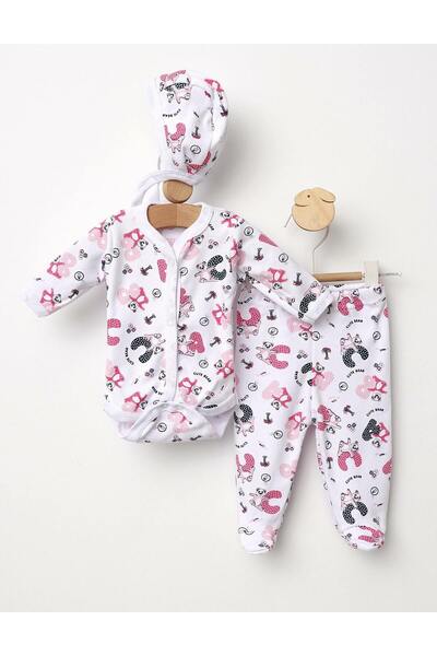 MiniKids Set greieras bebelusi Panda Bear alb-rosu