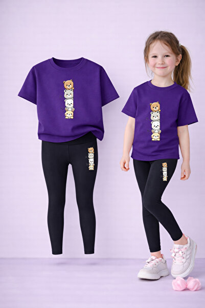 LORVEX Girl's Set T-Shirt and Stretchy Leggings Set 100% Cotton Sweet Animals...