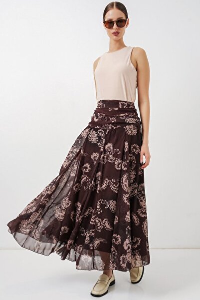 COjans Patterned Chiffon Skirt 8057 - Brown