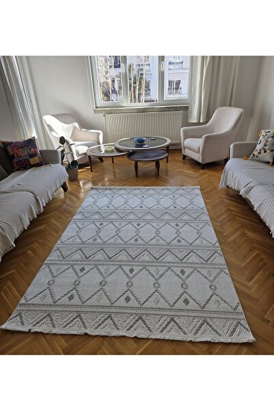 Elvey Home Monaco 160 Krem Gri İskandinav Sisal Bukle Bohem Yumuşak Özel Ölçü...