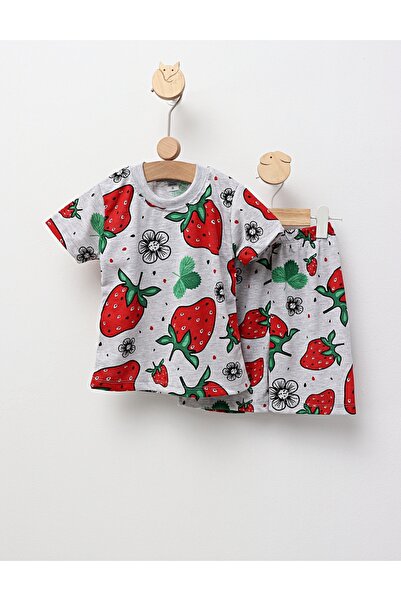 MiniKids Pijama de vara gri-rosu Capsuni