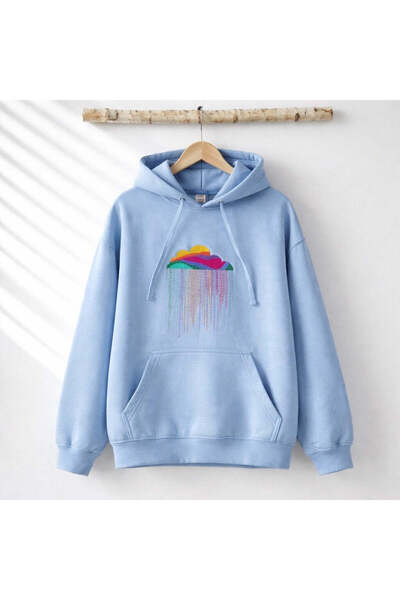 ELIN Concept Store Hanorac albastru deschis cu broderie „Dream Cloud”