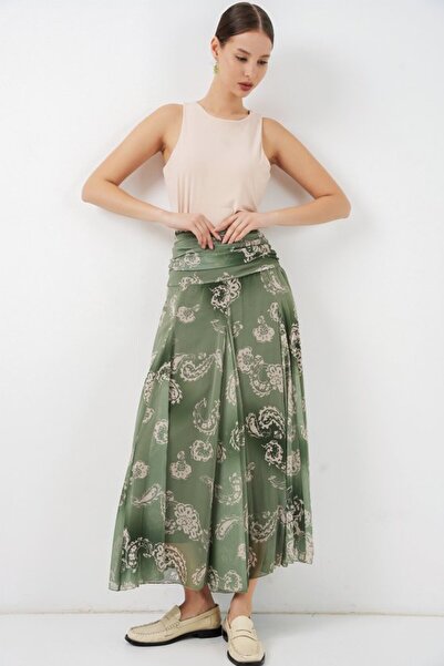 COjans Patterned Chiffon Skirt 8057 - E.Green