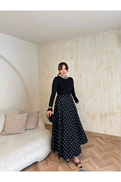 MARLİNG Черна пола на пачури с помпони