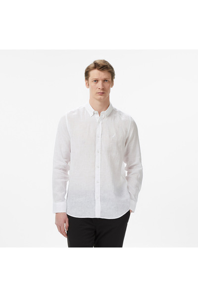 Nautica Erkek Beyaz Regular Fit Keten Gömlek