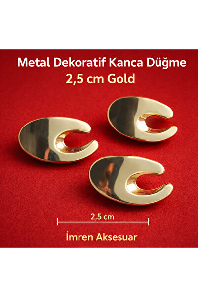 İMREN AKSESUAR Özel Tasarım 2,5 Cm Light Altın Askı Kapla Düğme 1 Paket 4 Adet
