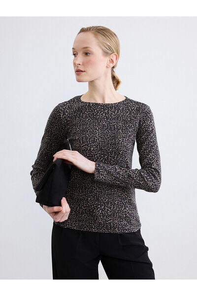 LC Waikiki Özmarka New Season Crew Neck Leopard Print Blouse