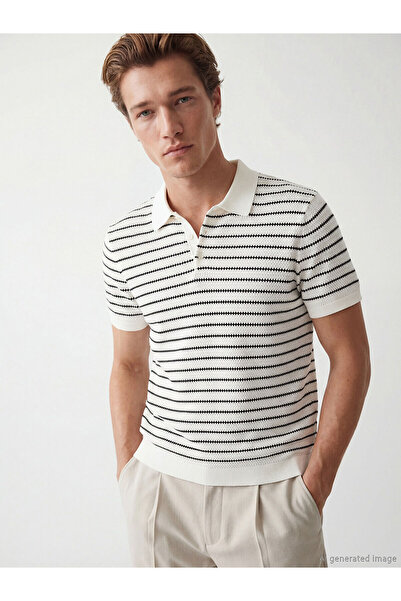 LC Waikiki Özmarka New Season Polo Neck Striped Men's Knitwear Sweater