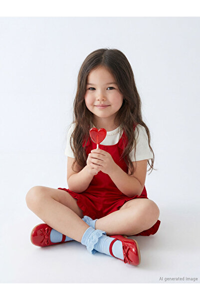 LC Waikiki Lcw Kids Red Girls' Shorts, Salopet, and T-Shirt from the Cc Colle...