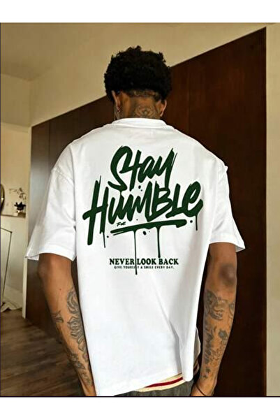 ARKA Unisex Oversize Baskılı Pamuklu Bisiklet Yaka Kısa Kollu T-shirt