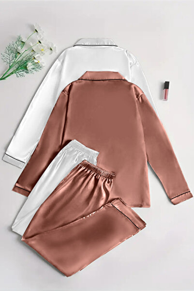 Sweet Dream Women's Satin Short-Sleeve Pajama 2 Sets with Button Soft Sleepwe...