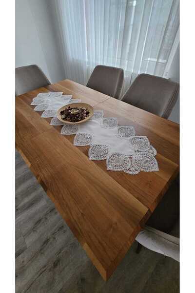 DOLUNAY HOME TEKSTİL Luxury French Lace Linen Gardeya Runner