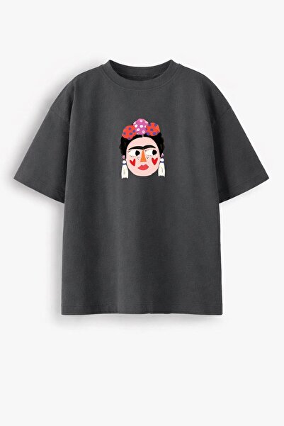 Monila Țesătură premium pentru femei Frida cu imprimeu supradimensionat tricou