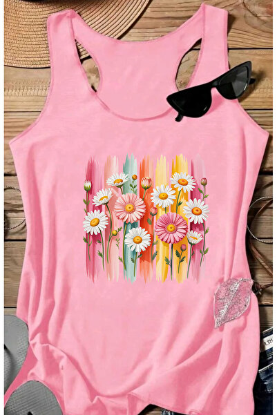 SUNFREE Colorful Daisy B Printed Women's Swimmer Athlete Tshirt