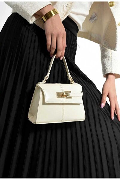ÖZÜM ÇANTA Women's Hand Shoulder Crossbody Long Strap Bag Cream