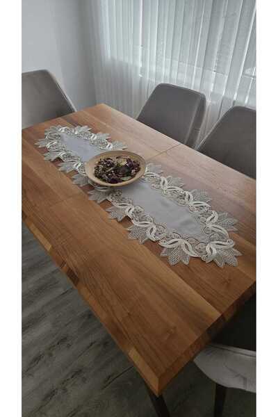 DOLUNAY HOME TEKSTİL Luxurious French Lace Linen Gardeya Runner