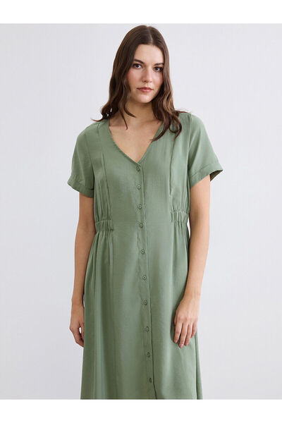 LC Waikiki Peak New Season V-Neck Waist-Fitted Dress