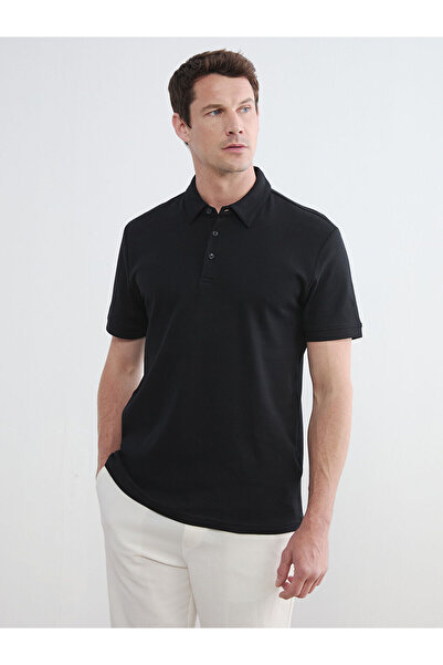 LC Waikiki Μαύρο ανδρικό μπλουζάκι με λαιμόκοψη πόλο (S6)