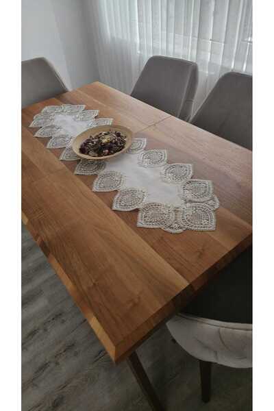 DOLUNAY HOME TEKSTİL Luxurious French Lace Linen Gardeya Runner