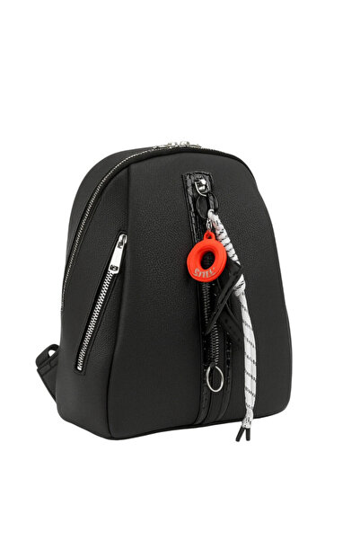 Çantachım Women's Bag Si Lightweight Waterproof Back & Clutch Bag Leather Black