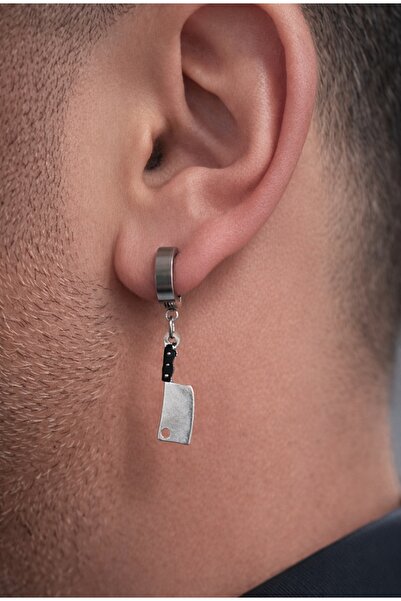 TakıConcept Satır Bıçak Sallantılı Çelik Küpe Master Chef Küpe (Delikli kulak...