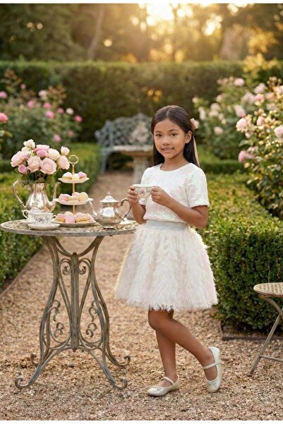 Pamina LİMİ kız çocuk tasarım püskül etek pul payet bluz takım