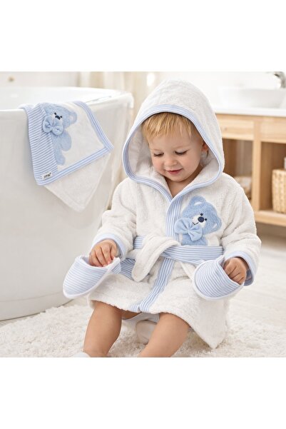 Pure Boutique Set halat baie copii 4 piese cu gluga ursulet, prosop baie copi...