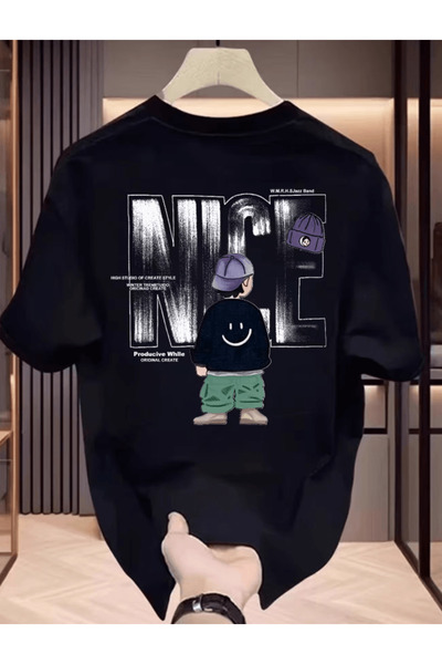 one button Nıce cu imprimeu Premium supradimensionat tricou