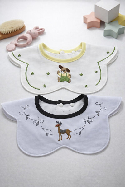 greenmoss طقم طوق للأطفال من جرين مون بيبي آند كيدز مكون من قطعتين مع مطرز أش...