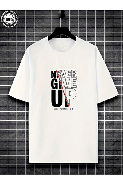 one button Nu renunța niciodată Dikey cu imprimeu Premium supradimensionat tr...