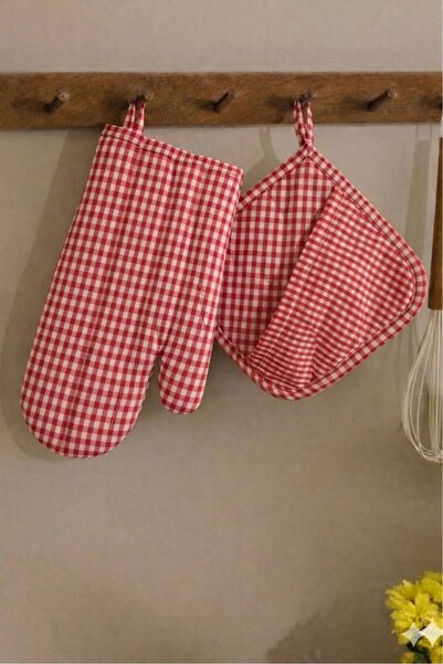 EvimSoft Yanmaz ve Isıya Dayanıklı Fırın Eldiveni ve Tutacak (1 adet eldiven ...