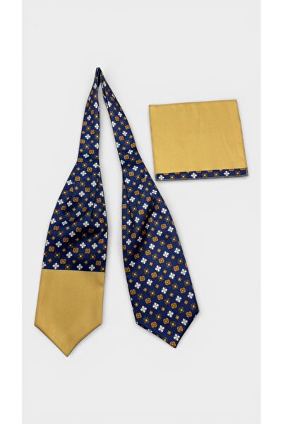 TMFASHİON Men's Patterned Self-Tied Neck Ascot Scarf Pocket Handkerchief Set